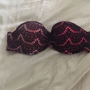 Strapless pink bikini top